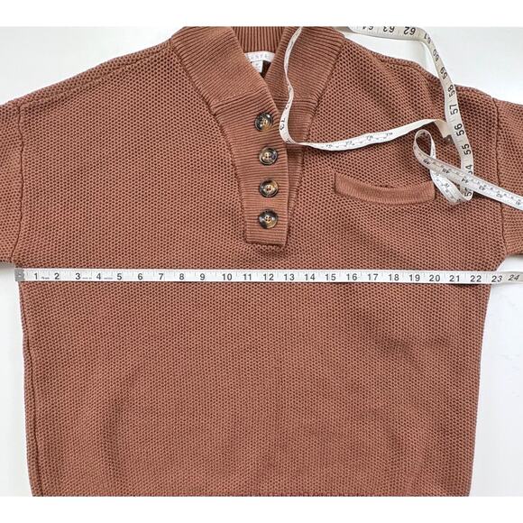 Lunya Cozy Cotton Silk Pocket Henley Pullover Sweater in Humble Brown Medium - Picture 10 of 11